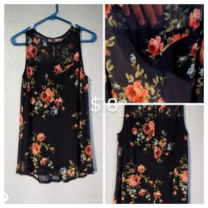 Floral Black Sleeveless Top